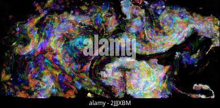 Fließende digitale abstrakte fließende Muster - malerisches Aquarell helles Acryl Raumkonzept. Gemalte Striche in Acryl Stockfoto