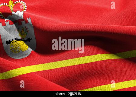 3D-Illustration Flagge des Smolensk Oblast ist eine Region von Russland. Winken auf dem textilen Hintergrund der Windfahne Stockfoto