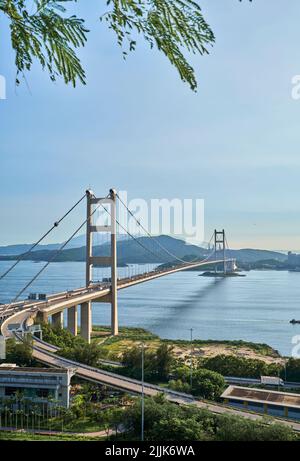 HONG KONG Tsing Ma Bridge Stockfoto