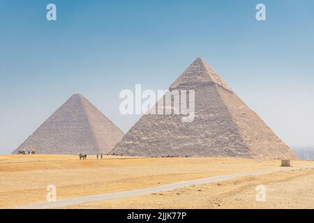 Giza, Ägypten; 27. Juli 2022 - Blick auf die Pyramiden von Giza, Ägypten Stockfoto