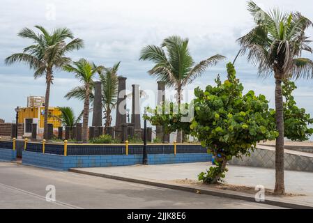 Wunderschöne französische Architektur und Gebäude im französischen Viertel Pondicherry in Indien Stockfoto