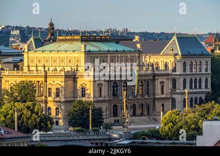 Abendsonne über Panorama der Stadt Prag Stockfoto