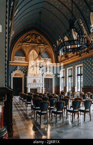 Das Innere des Sitzungssaals im Kulturpalast in Iasi Rumänien Stockfoto