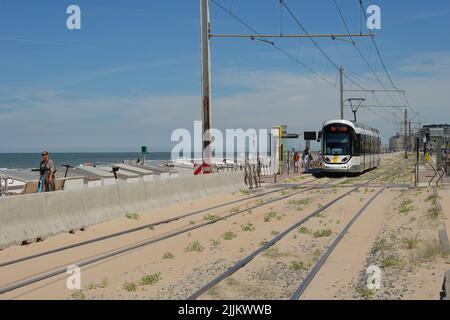 Belgien, Kusttram Knokke-De Panne, Raversijde Stockfoto