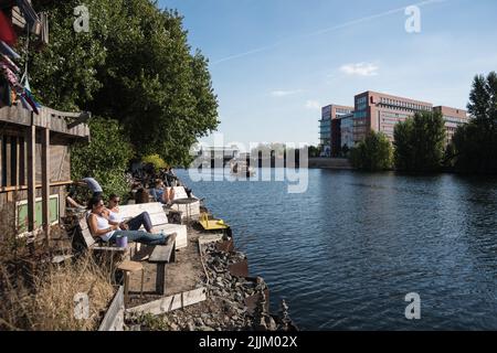 Berlin, Holzmarkt, Open-Air-Eventzone Stockfoto