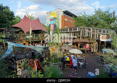 Berlin, Holzmarkt, Open-Air-Eventzone Stockfoto