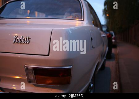 Nahaufnahme des Heckendrückens des Opel Kadett Stockfoto