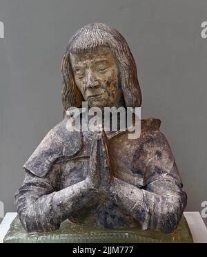Ein Ritter im Gebet. 1400-1500. Steinskulptur. Frankreich. The Burrell Collection, Glasgow, Schottland, Vereinigtes Königreich, Europa. Stockfoto