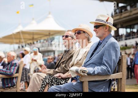 Allgemeine Ansichten der Rennfahrer am zweiten Tag des Qatar Goodwood Festival 2022 auf der Goodwood Racecourse, Chichester. Bilddatum: Dienstag, 26. Juli 2022. Stockfoto