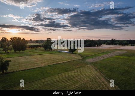 Landschaftliche Luftlandschaft in WeGrow County, Woiwodschaft Masowien in Polen Stockfoto