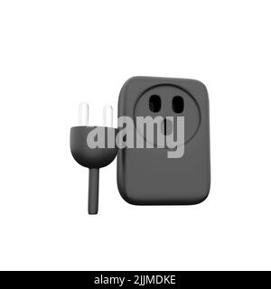 3D Rendering Smart Plug Icon auf weiß für Smart Home App und WiFi Smart Plug in modern. 3D Smart-Plug-Symbol auf Weiß darstellen Stockfoto