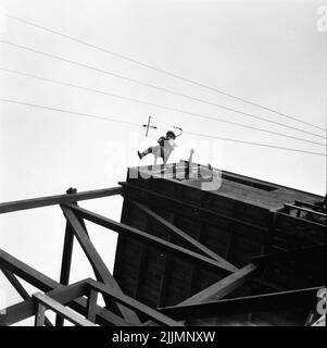 Die Fallschirmjägerschule in Karlsborg 1950s. Stockfoto