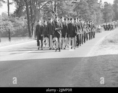 Die Fallschirmjägerschule in Karlsborg 1950s. Stockfoto