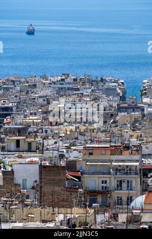 Gesamtansicht vom Trigonion Turm, Thessaloniki, Mazedonien, Griechenland Stockfoto