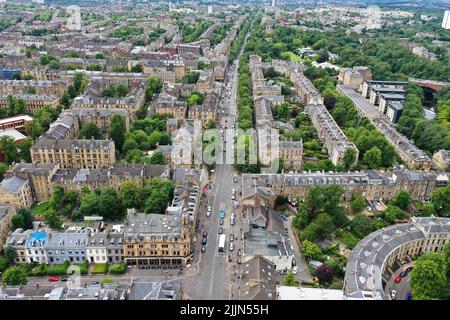 Luftdrohne blick auf das West End von Glasgowwest Stockfoto