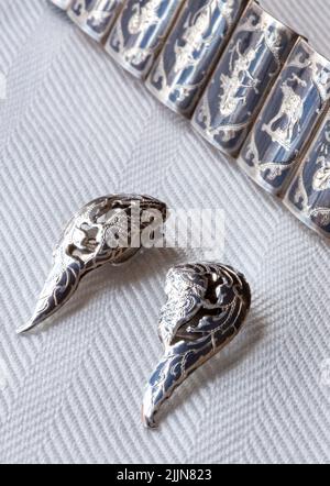 Stillleben von Vintage Siam Sterling Schmuck Stockfoto