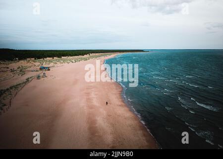 Ein schöner Blick auf den Yyteri Strand, in Pori, Finnland bei Sonnenuntergang Stockfoto