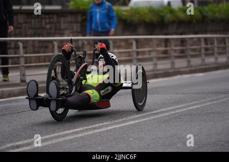 Das para-Radrennen auf der Straße in Donostia-San Sebastian. Spanien. Stockfoto