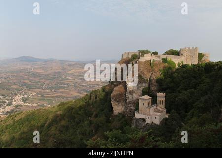 Ein schöner Blick auf die Burg Erice in Sizilien Stockfoto