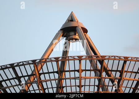 Die Spitze eines One-Mile Telescope Reciever am Mullard Radio Astronomy Observatory, Cambridge Stockfoto