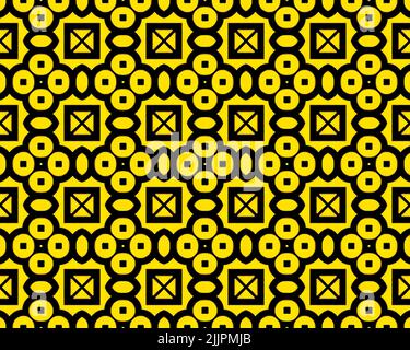 Kontinuierliche Diagonale mäander griechisch Bund wiederholtes Motiv nahtlose Muster einfache schwarz und gelb repetitive Hintergrund geometrischen Formen. Stockfoto