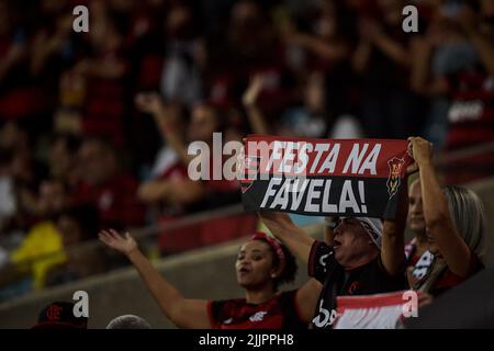 Rio De Janeiro, Brasilien. 27.. Juli 2022. RJ - Rio de Janeiro - 07/27/2022 - 2022 BRAZILIAN CUP, FLAMENGO X ATHLETICO-PR - Flamengo-Fans während eines Spiels gegen Athletico-PR im Maracana-Stadion für die Copa do Brasil-Meisterschaft 2022. Foto: Thiago Ribeiro/AGIF/Sipa USA Quelle: SIPA USA/Alamy Live News Stockfoto