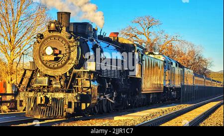 Der Dampfzug der Grand Canyon Railway in Williams, Arizona Stockfoto