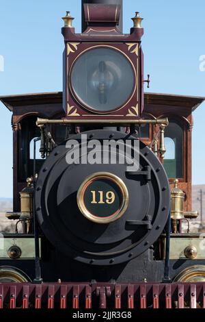 Lok 119 Replik im Golden Spike National Historic Park, Utah. Stockfoto