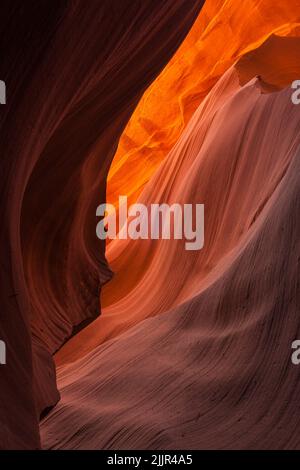 Nahaufnahme aus Sandstein des Lower Antelope Canyon, Page, Arizona, Vereinigte Staaten von Amerika Stockfoto