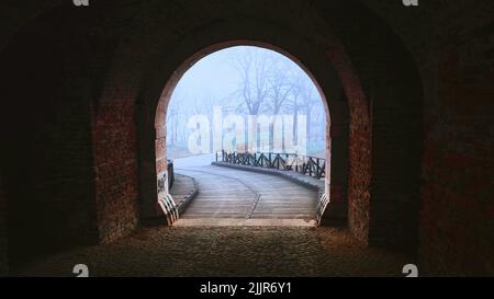 Ein Bogen in der Festung Petrovaradin in Novi Sad, Serbien Stockfoto