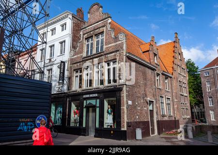 Ein malerischer Blick auf die typischen bunten flämischen Häuser von Gent, Belgien Stockfoto