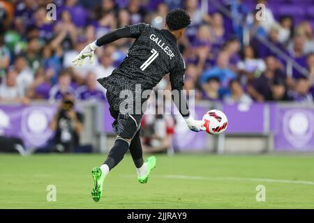 27. Juli 2022: Torwart PEDRO GALLESE (1) von Orlando City spielt beim Orlando City SC gegen New York Red Bulls Lamar Hunt U.S. Open Cup Semifinale am 27. Juli 2022 im Exploria Stadium in Orlando, FL. (Bild: © Cory Knowlton/ZUMA Press Wire) Stockfoto
