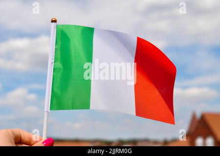 Nahaufnahme der italienischen Nationalflagge, grün, weiß und rot Stockfoto