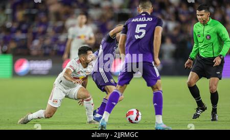 Orlando, FL: Während des Spiels Lamar Hunt U.S. Open Cup im Halbfinale der MLS, Mittwoch, 27. Juli 2022, im Exploria Stadium. Orlando City schlug die Red Bulls 5 Stockfoto