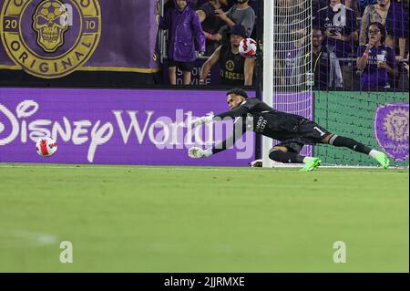Orlando, FL: Während des Spiels Lamar Hunt U.S. Open Cup im Halbfinale der MLS, Mittwoch, 27. Juli 2022, im Exploria Stadium. Orlando City schlug die Red Bulls 5 Stockfoto
