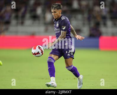 Orlando, FL: Während des Spiels Lamar Hunt U.S. Open Cup im Halbfinale der MLS, Mittwoch, 27. Juli 2022, im Exploria Stadium. Orlando City schlug die Red Bulls 5 Stockfoto