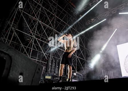 Blanco während des Konzerts der Rock in Roma Show im Ippodromo delle Capannelle am 27. Juli 2022 in Rom, Italien Stockfoto