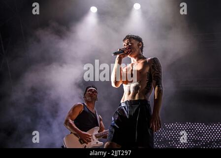 Blanco während des Konzerts der Rock in Roma Show im Ippodromo delle Capannelle am 27. Juli 2022 in Rom, Italien Stockfoto