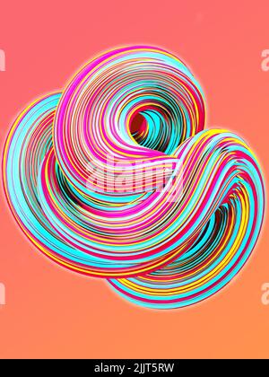 3D-Rendering, abstrakte verdrehte Geometrieform Stockfoto