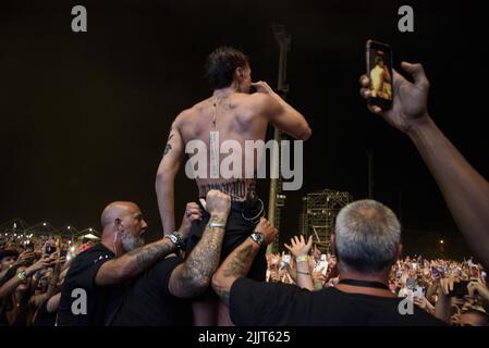 Blanco während des Konzerts der Rock in Roma Show im Ippodromo delle Capannelle am 27. Juli 2022 in Rom, Italien Stockfoto