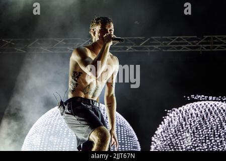 Blanco während des Konzerts der Rock in Roma Show im Ippodromo delle Capannelle am 27. Juli 2022 in Rom, Italien Stockfoto