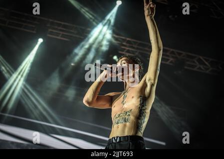 Blanco während des Konzerts der Rock in Roma Show im Ippodromo delle Capannelle am 27. Juli 2022 in Rom, Italien Stockfoto