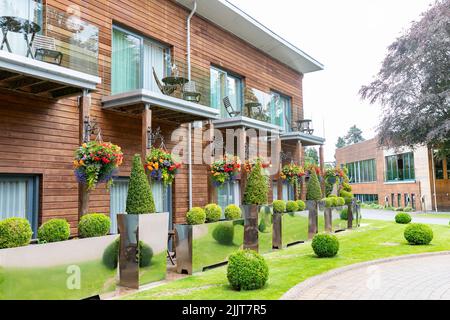 Das Fonab Castle in Pitlochry ist ein 5-Sterne-Luxushotel in der Nähe von Pitlochry im Hochland Perthshire, Schottland, Großbritannien Stockfoto