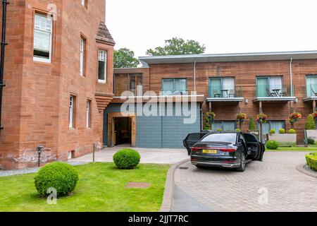 Das Fonab Castle in Pitlochry ist ein 5-Sterne-Luxushotel in der Nähe von Pitlochry im Hochland Perthshire, Schottland, Großbritannien Stockfoto