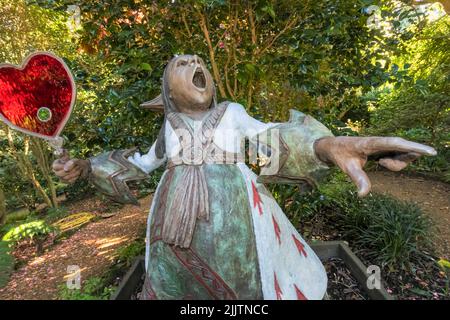 England, Dorset, Abbotsbury, die subtropischen Gärten, Statue der Herzkönigin aus dem Buch Alice im Wunderland von Lewis Carroll Stockfoto