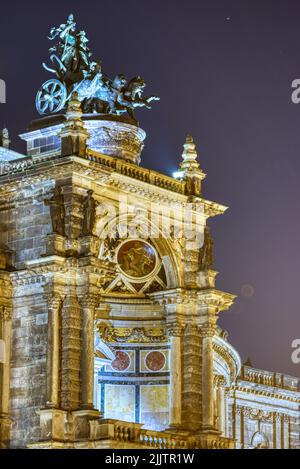 Die Details der Semperoper, einem Opernhaus in Dresden, Deutschland, Sachsen Stockfoto