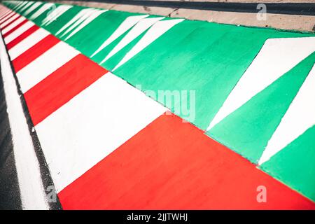 Budapest, 28/07/2022, Budapest, Ungarn, 28/07/2022, Atmosphäre im Schaltkreis – Details zur Bordsteinkante. 28.07.2022. Formel 1 Weltmeisterschaft, Rd 13, Großer Preis Von Ungarn, Budapest, Ungarn, Tag Der Vorbereitung. Der Bildnachweis sollte lauten: XPB/Alamy Live News. Stockfoto