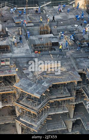 Eine Luftaufnahme der Baustelle in der Business Bay, Dubai Stockfoto