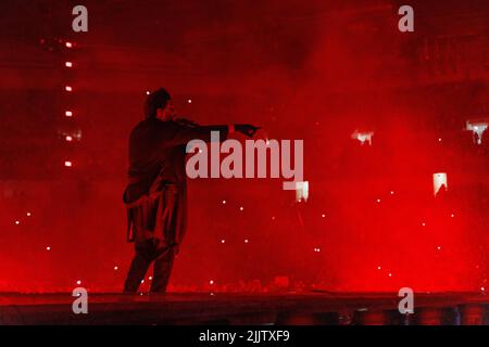 Detroit, USA. 27.. Juli 2022. The Weeknd tritt am 27. Juli 2022 im Ford Field im Rahmen seiner After Hours Til Dawn Tour auf. (Foto von Andrew Roth/Sipa USA) Quelle: SIPA USA/Alamy Live News Stockfoto