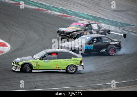 E36 Drift auf dem Rundkurs von Navarra Stockfoto